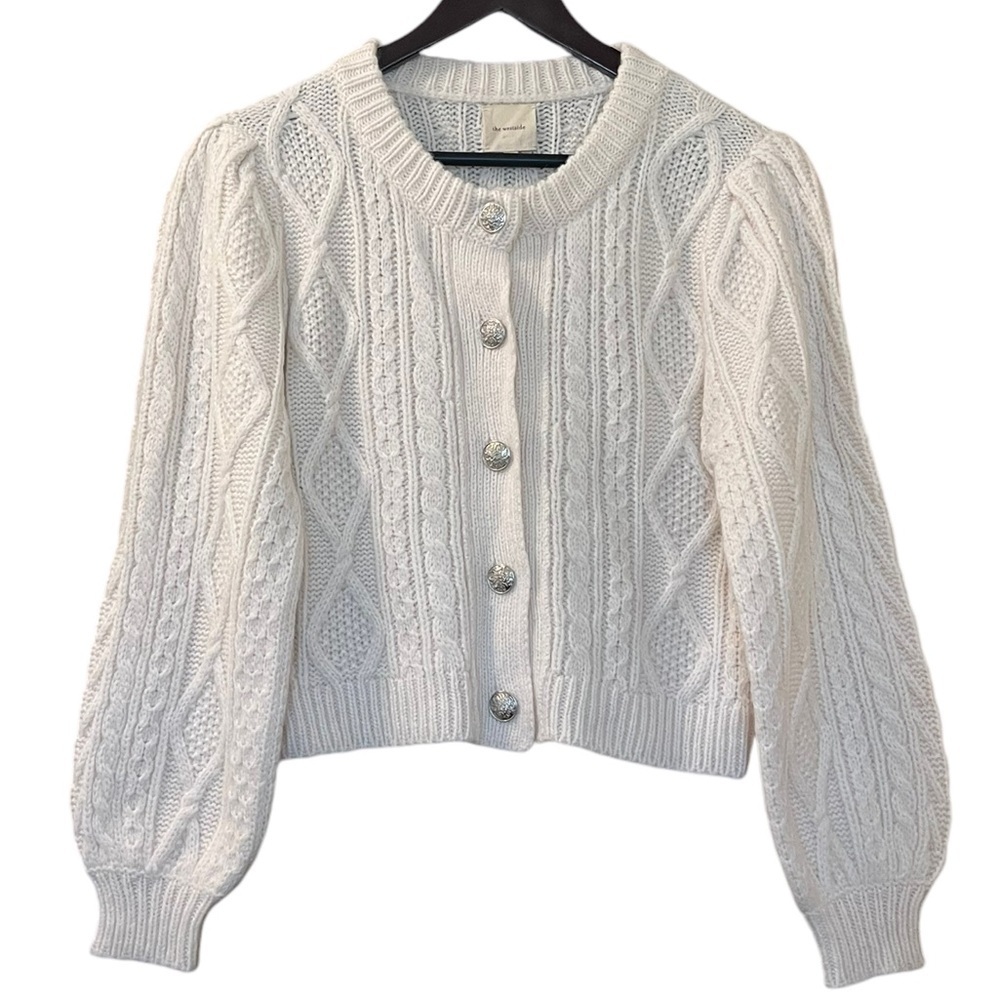 The Westside Cable-Knit‎ Cardigan Alpaca Blend Sweater Sz XS